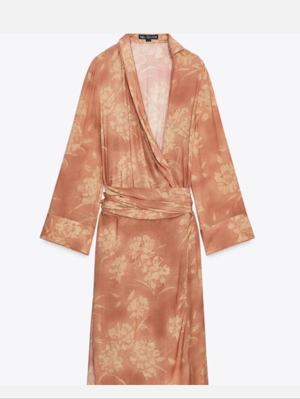 NWT Zara ZW Collection Floral Print Kimono Wrap Maxi Dress Size Small